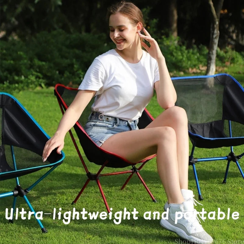 Ultra-Light Foldable Aluminum Alloy Moon Chair – Reclining Outdoor Fishing & Camping Chair